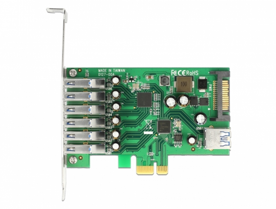 Imagine PCI Express cu 6 x USB 3.0-A externe + 1 x USB 3.0-A intern, Delock 89377