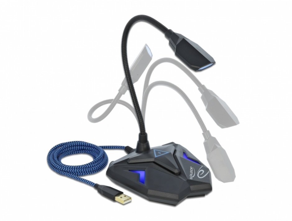 Imagine Microfon Desktop USB Gaming cu buton mute, Delock 66330