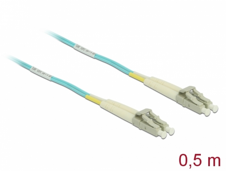Imagine Cablu fibra optica LC- LC Multi-mode OM3 0.5m, Delock 86549