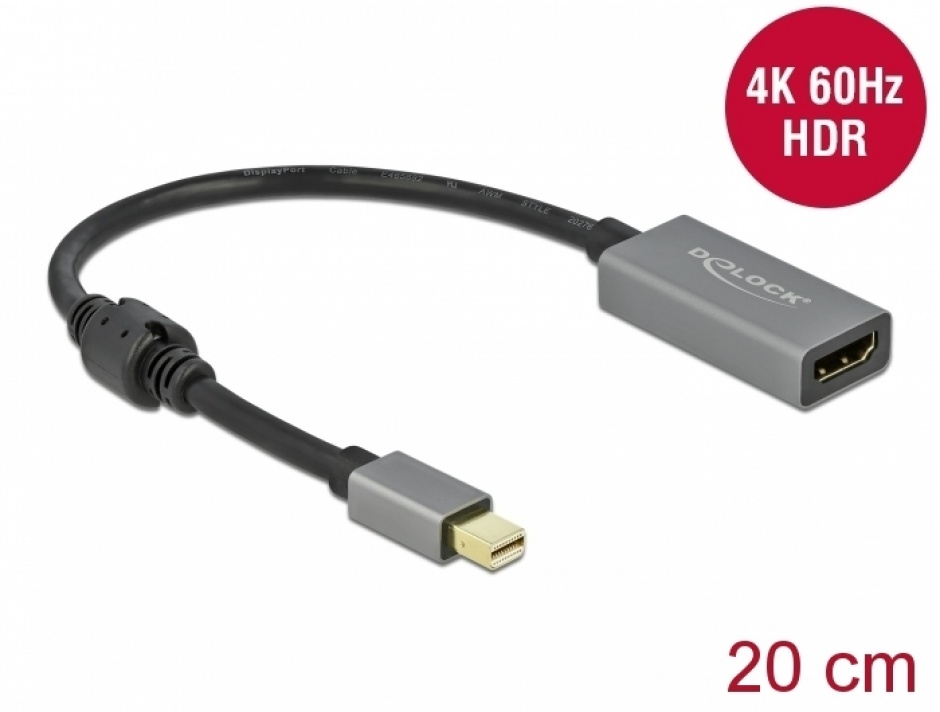 Imagine Adaptor activ mini DisplayPort 1.4 la HDMI 4K60Hz (HDR) T-M, Delock 66570