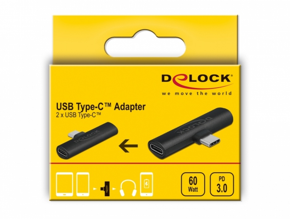 Imagine Adaptor USB type C la 2 x USB type C PD 20V/3A/60W, Delock 64114