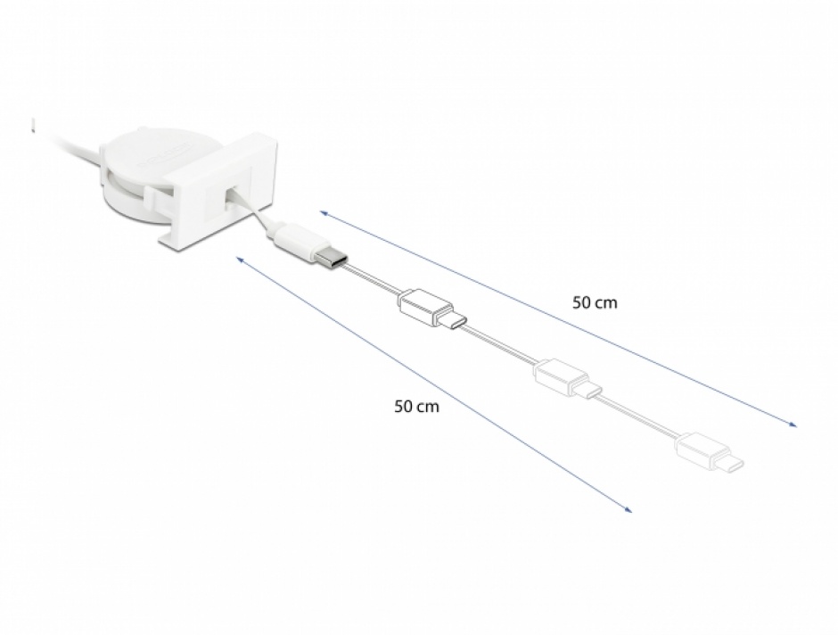 Imagine Cablu USB-A 2.0 la USB-C retractabil pentru modul Easy 45, Delock 81318