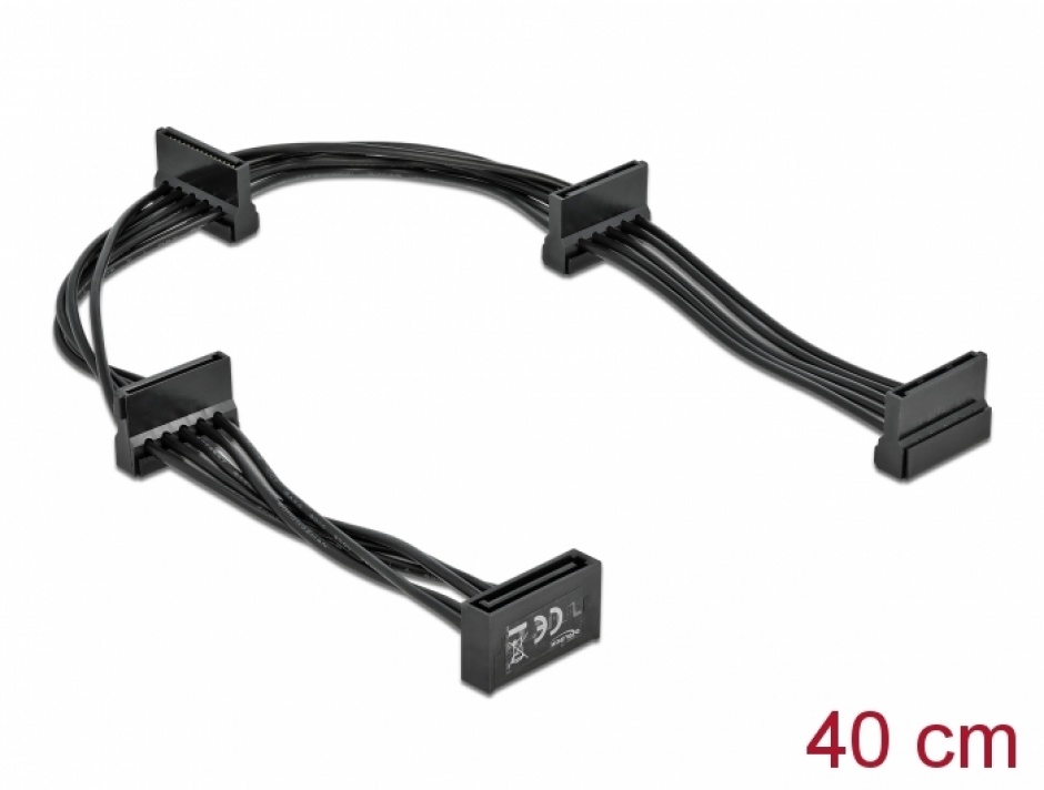 Imagine Cablu de alimentare SATA la 4 x SATA 40cm Negru, Delock 60395