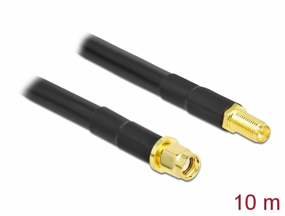 Imagine Cablu prelungitor RP-SMA LMR/CFD300 T-M 10m low loss, Delock 90446
