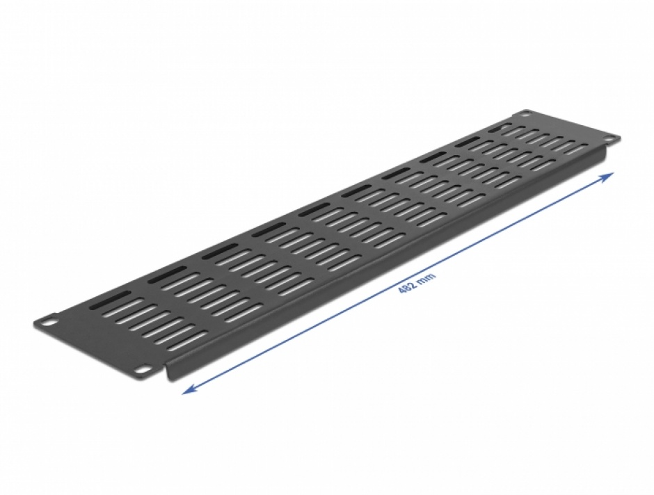 Imagine Panou 19" 2U cu fante de ventilatie orizontale Negru, Delock 66680