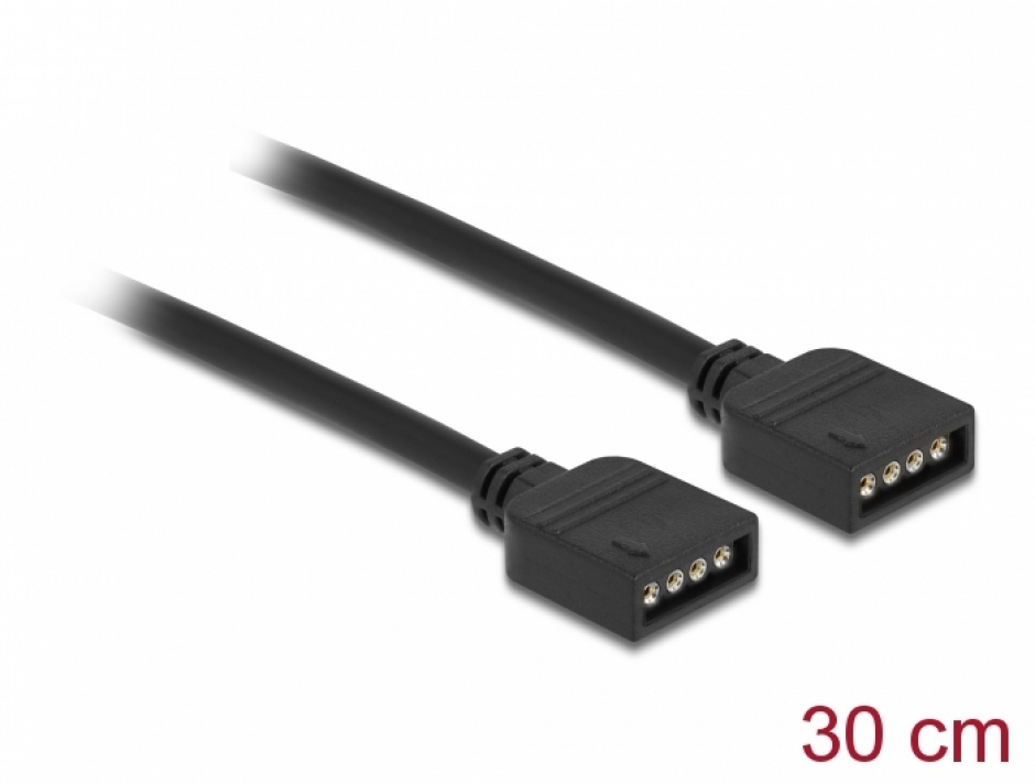 Imagine Cablu de conectare RGB cu 4 pini pentru iluminare LED 12V RGB 0.3m, Delock 86015