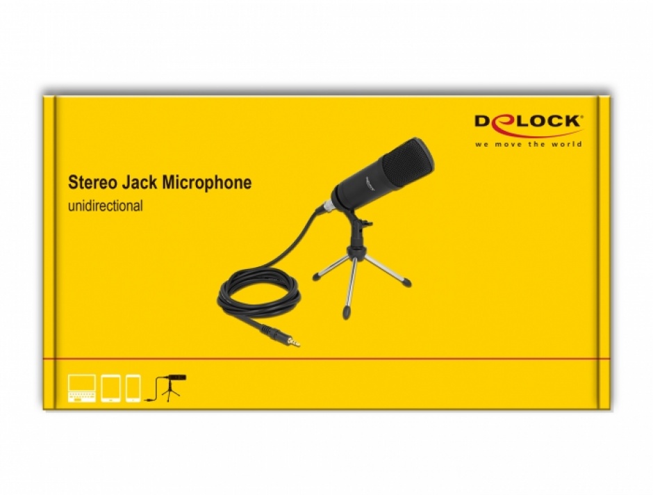 Imagine Microfon profesional pentru podcast/computer XLR/jack 3.5mm, Delock 66640