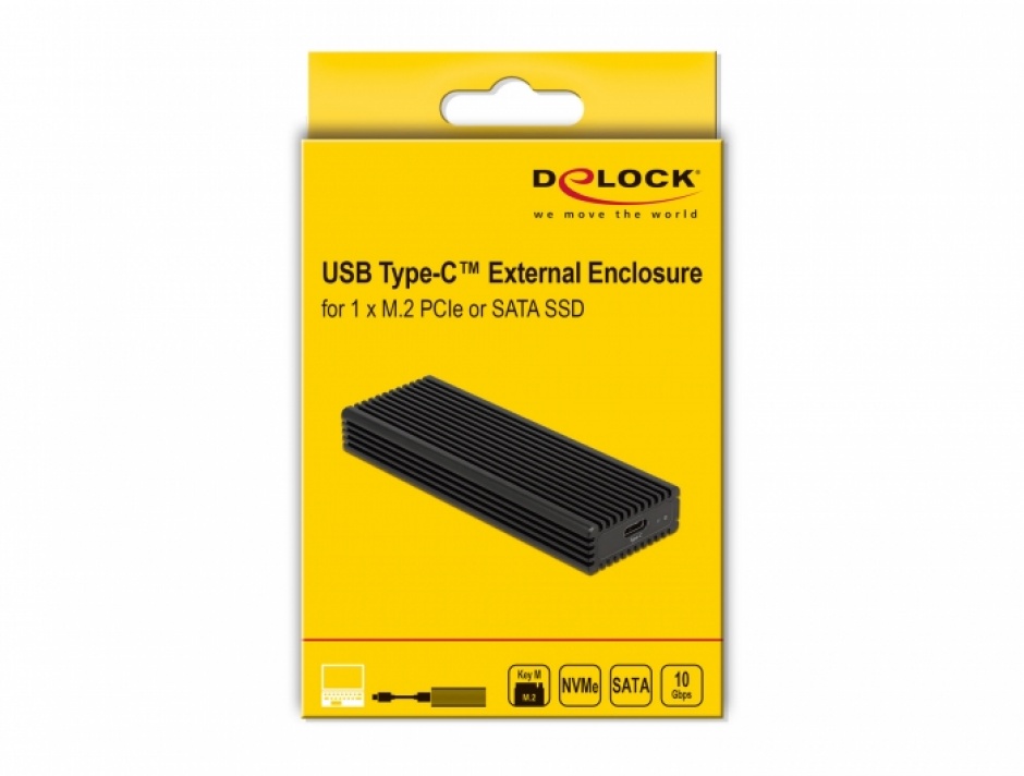 Imagine Rack extern combo USB type C pentru SSD M.2 PCIe/NVME sau SATA, Delock 42004