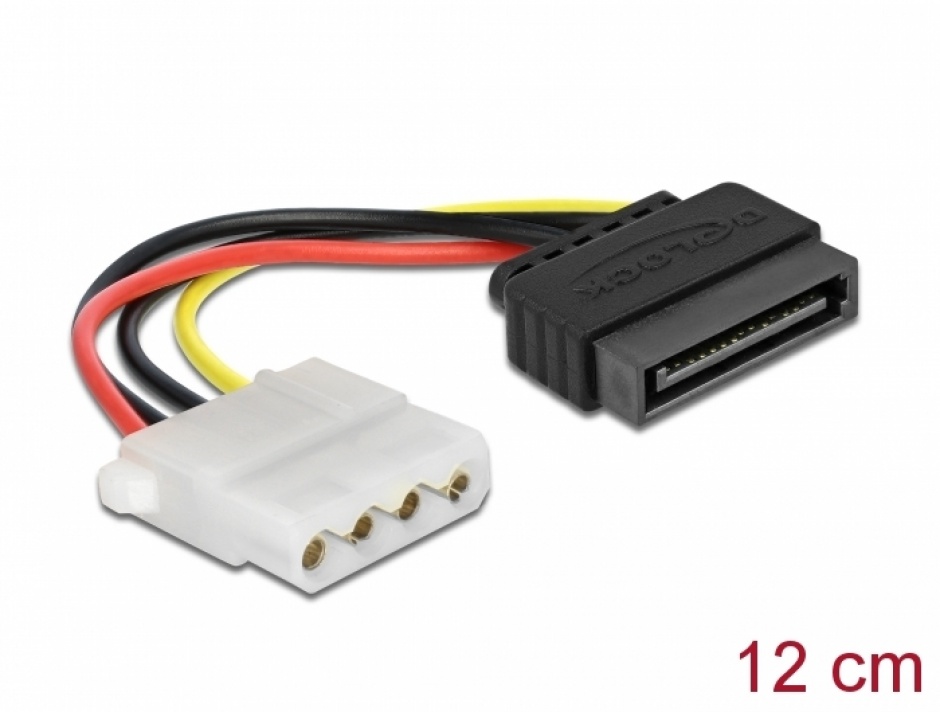 Imagine Cablu alimentare SATA 15 pini la Molex T-M 12cm, Delock 60115