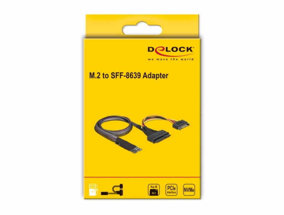 Imagine Adaptor M.2 Key M la U.2 SFF-8639 NVMe + cablu 0.5m, Delock 62984