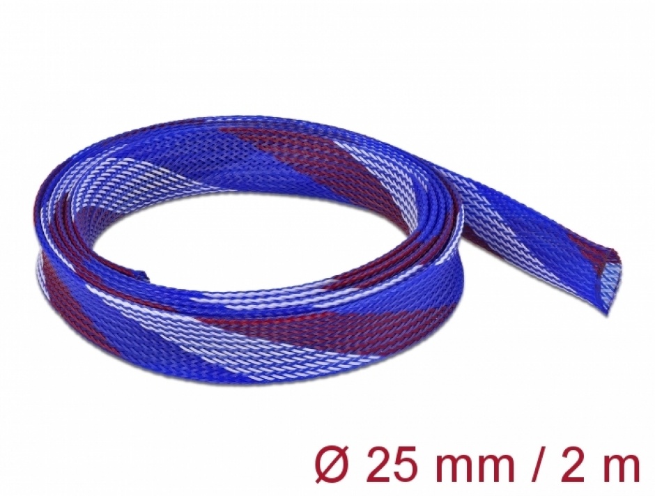 Imagine Organizator cabluri 2 m x 25 mm Albastru/Rosu/Alb, Delock 20751