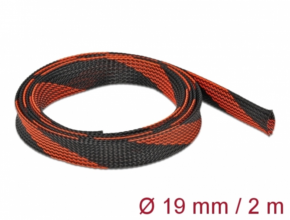 Imagine Organizator cabluri 2 m x 19 mm Negru/Rosu, Delock 20743