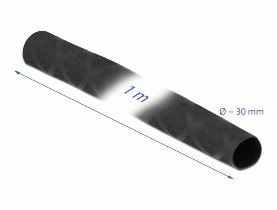 Imagine Tub termocontractabil model-X antiderapant 1m x 30mm Negru, Delock 19596