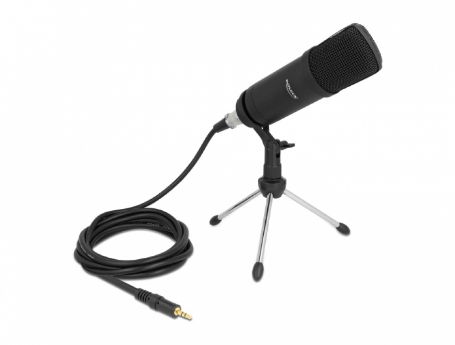 Imagine Microfon profesional pentru podcast/computer XLR/jack 3.5mm, Delock 66640