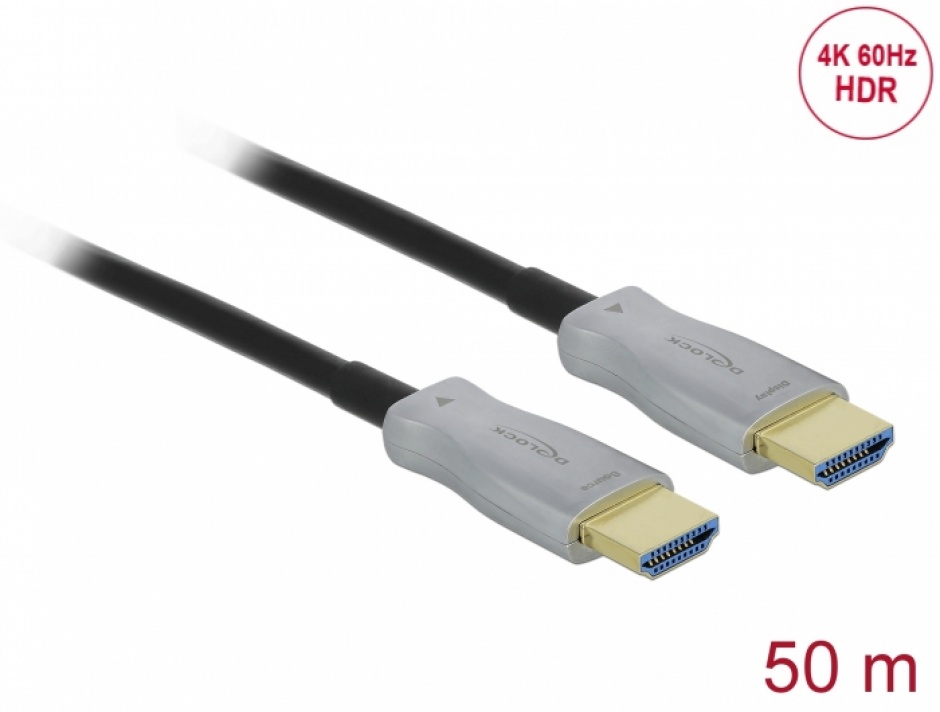 Imagine Cablu optic activ HDMI 4K60Hz HDR T-T 50m, Delock 84133