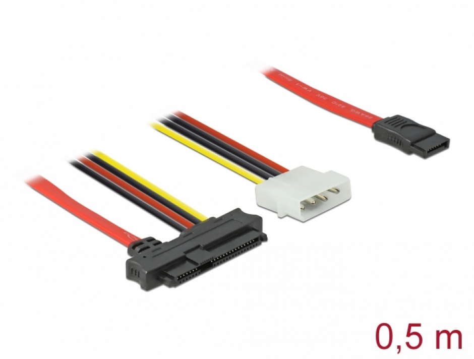 Imagine Cablu SAS SFF-8482 + Alimentare la SATA 7 pini 0.5m, Delock 82219