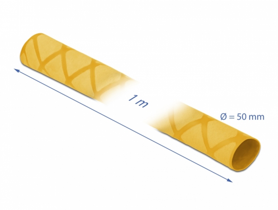 Imagine Tub termocontractabil model-X antiderapant 1m x 50 mm Galben, Delock 19610