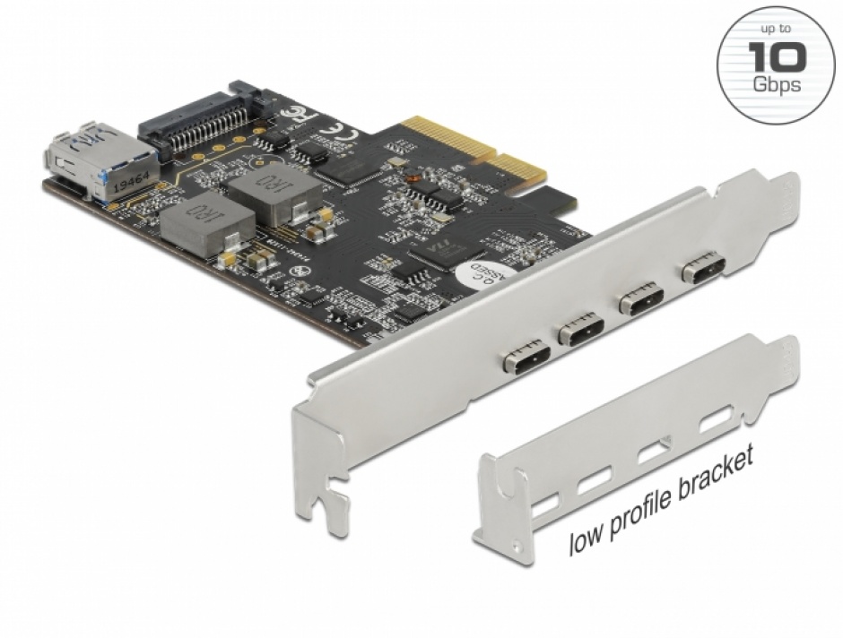 Imagine PCI Express cu 4 x USB 3.2 Gen 2-C + 1 x USB-A LPFF, Delock 90059