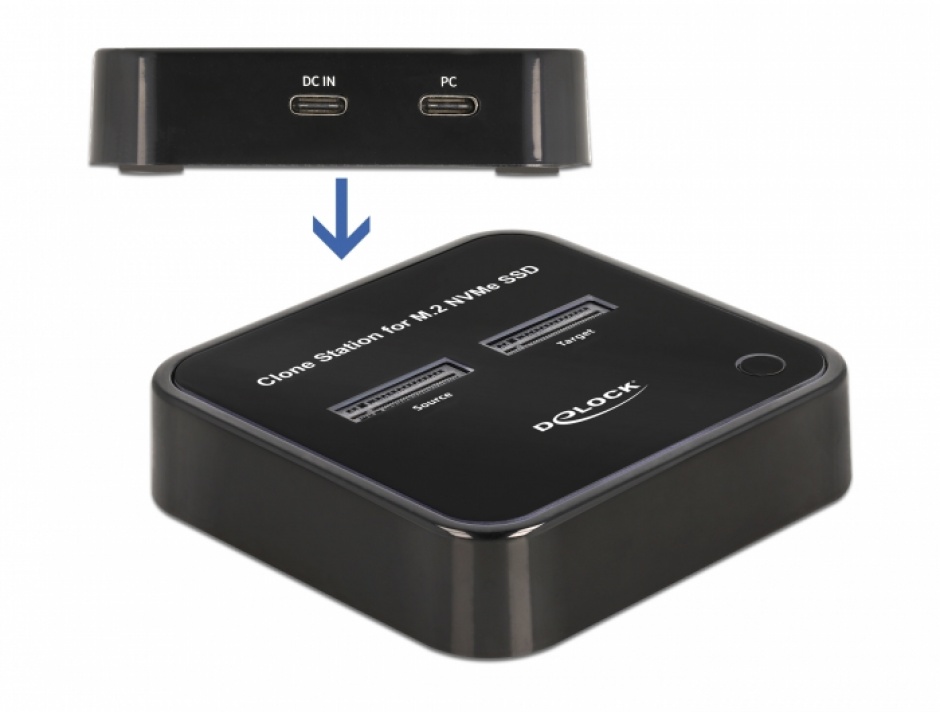 Imagine Docking station USB 3.2-C Gen 2 pentru 2 x M.2 NVMe PCIe SSD cu functie de clona, Delock 63329