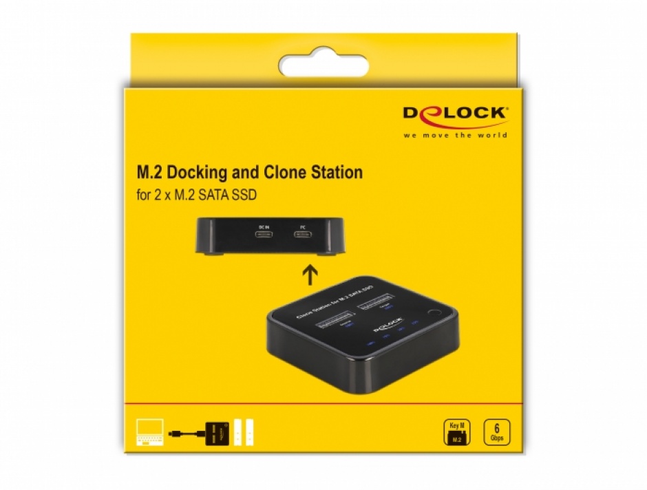 Imagine Docking station USB 3.2 Gen 2-C la 2 x M.2 SATA SSD cu functie de clona, Delock 63334