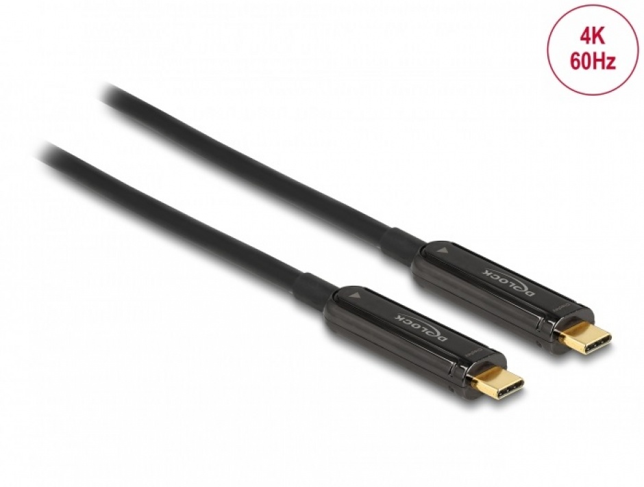 Imagine Cablu activ optic video USB type C 4K60Hz T-T 25m, Delock 84126
