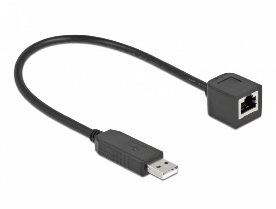 Imagine Cablu USB la serial RS-232 RJ45 (pentru router Cisco) T-M 0.25m, Delock 64162