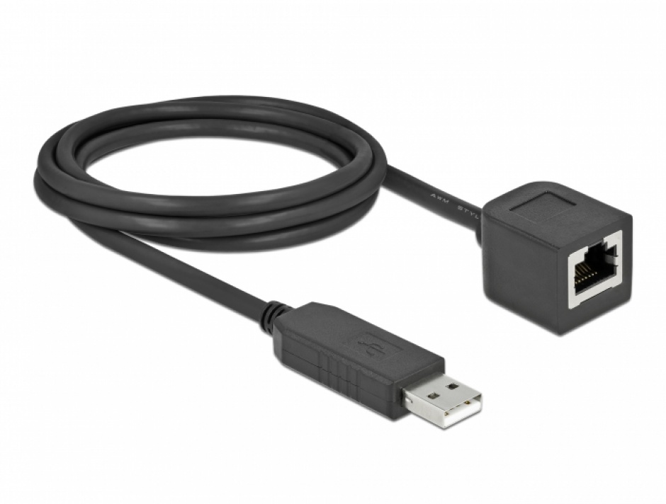 Imagine Cablu USB la serial RS-232 RJ45 (pentru router Cisco) T-M 2m, Delock 64165