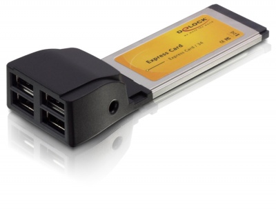 Imagine ExpressCard cu 4 porturi USB 2.0, Delock 66207