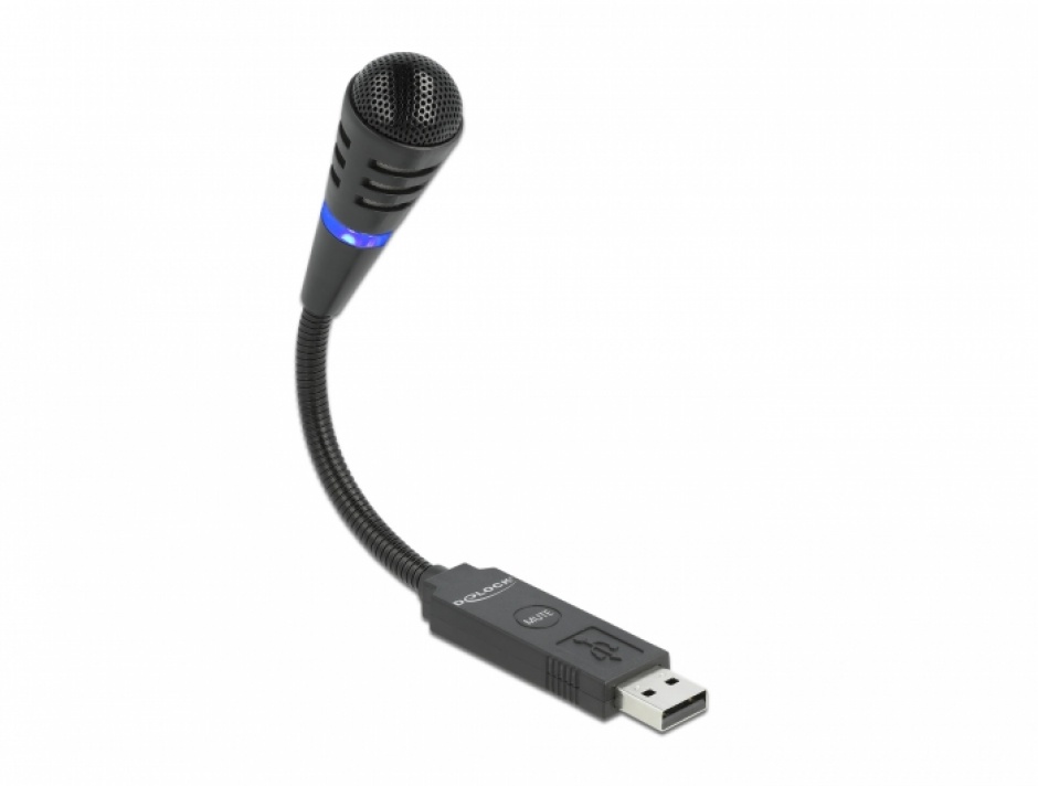 Imagine Microfon USB flexibil cu buton Mute, Delock 66499