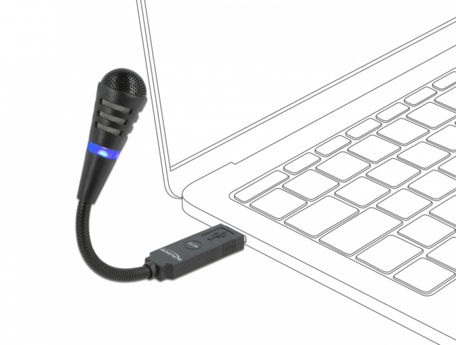 Imagine Microfon USB flexibil cu buton Mute, Delock 66499