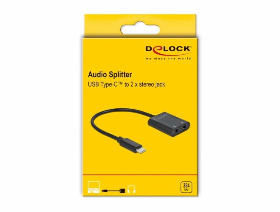 Imagine Multiplicator/splitter audio USB-C la 2 x jack stereo 3.5mm T-M, Delock 66563