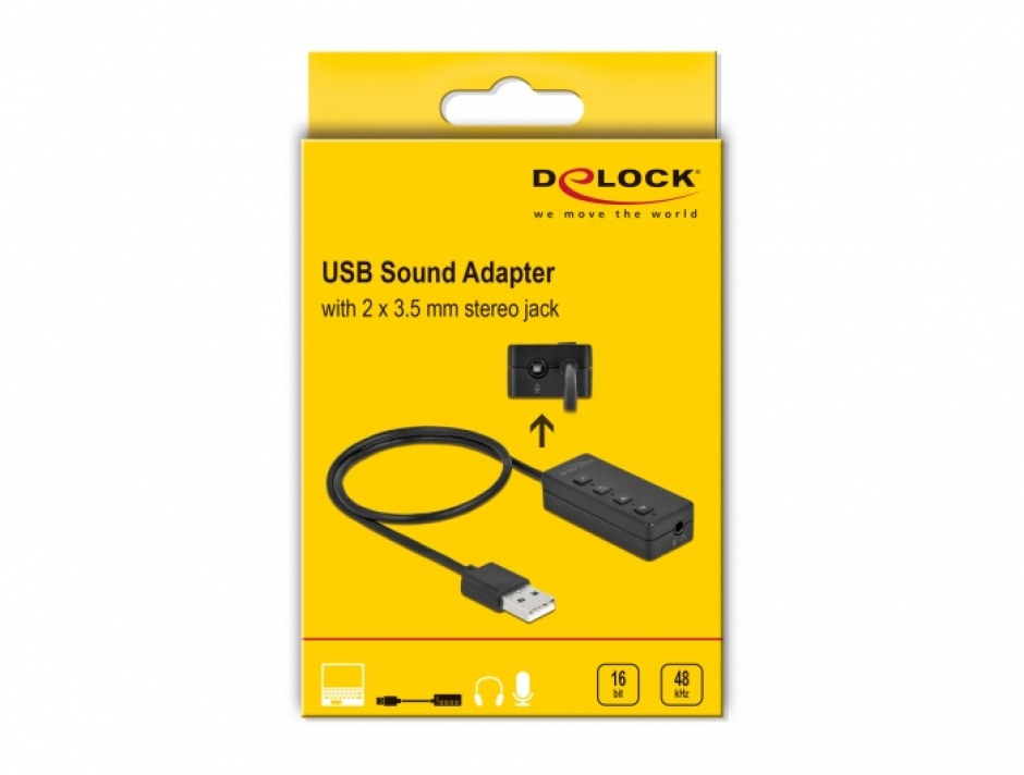 Imagine Adaptor USB la 2 x jack stereo casca si microfron, Delock 66731