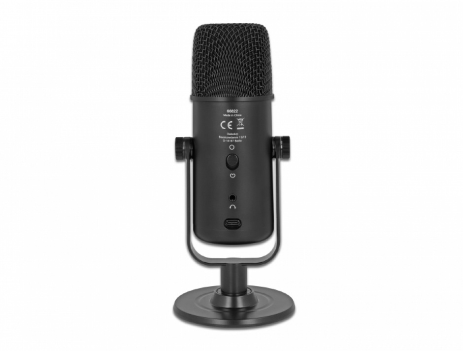 Imagine Microfon Multifunctional Dual Capsule USB Microphone cu Volume Control + Quick-Mute, Delock 66822