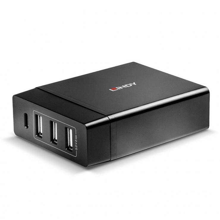 Imagine Incarcator priza cu 3 x USB-A + 1 x USB type C cu PD 72W, Lindy L73329