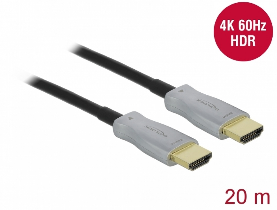 Imagine Cablu optic activ HDMI 4K60Hz HDR T-T 20m, Delock 85015