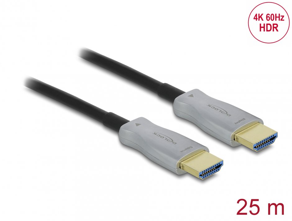 Imagine Cablu optic activ HDMI 4K60Hz HDR T-T 25m, Delock 85016