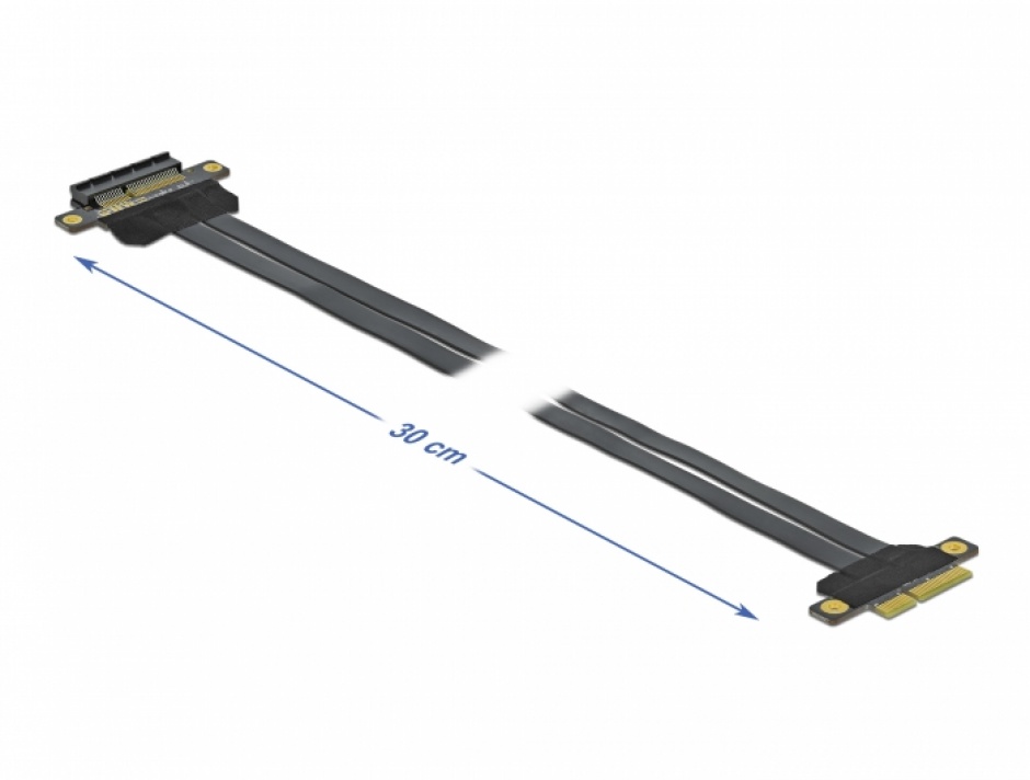 Imagine Riser Card PCI Express x4 la x4 + cablu flexibil 30cm, Delock 85768