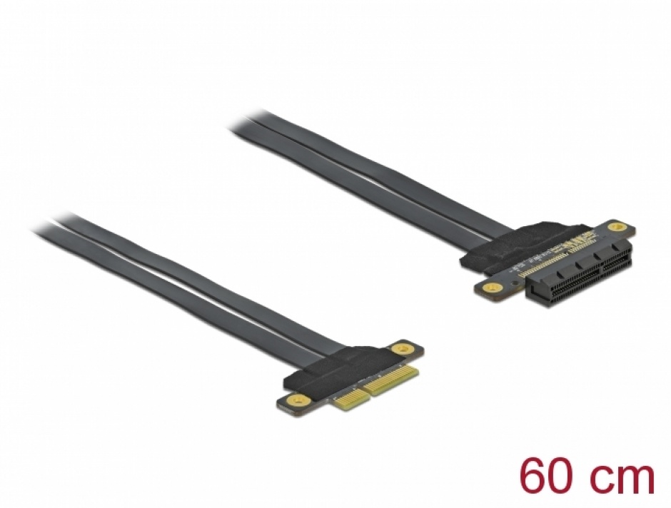 Imagine Riser Card PCI Express x4 la x4 + cablu flexibil 60cm, Delock 85769