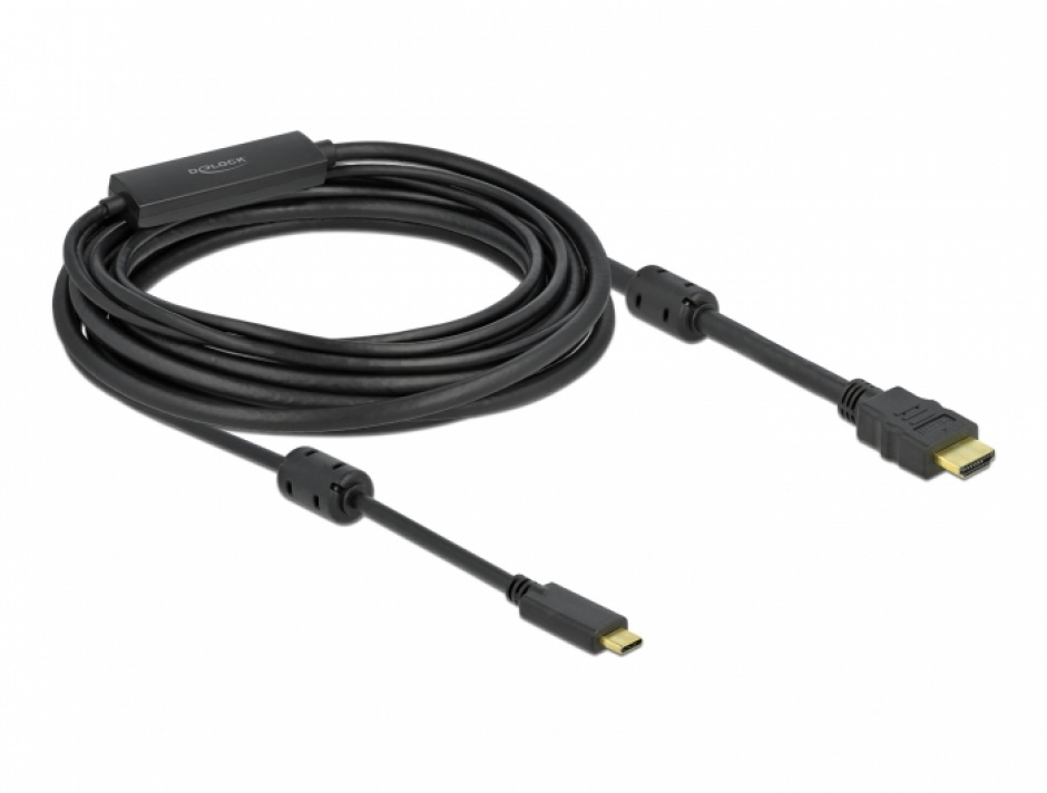 Imagine Cablu activ USB Type-C la HDMI (DP Alt Mode) 4K60Hz T-T 7m Negru, Delock 85973