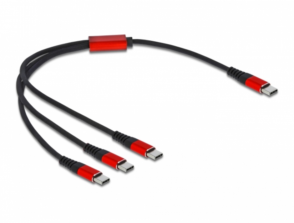 Imagine Cablu de incarcare USB-C la 3 x USB-C T-T 0.3m, Delock 86712