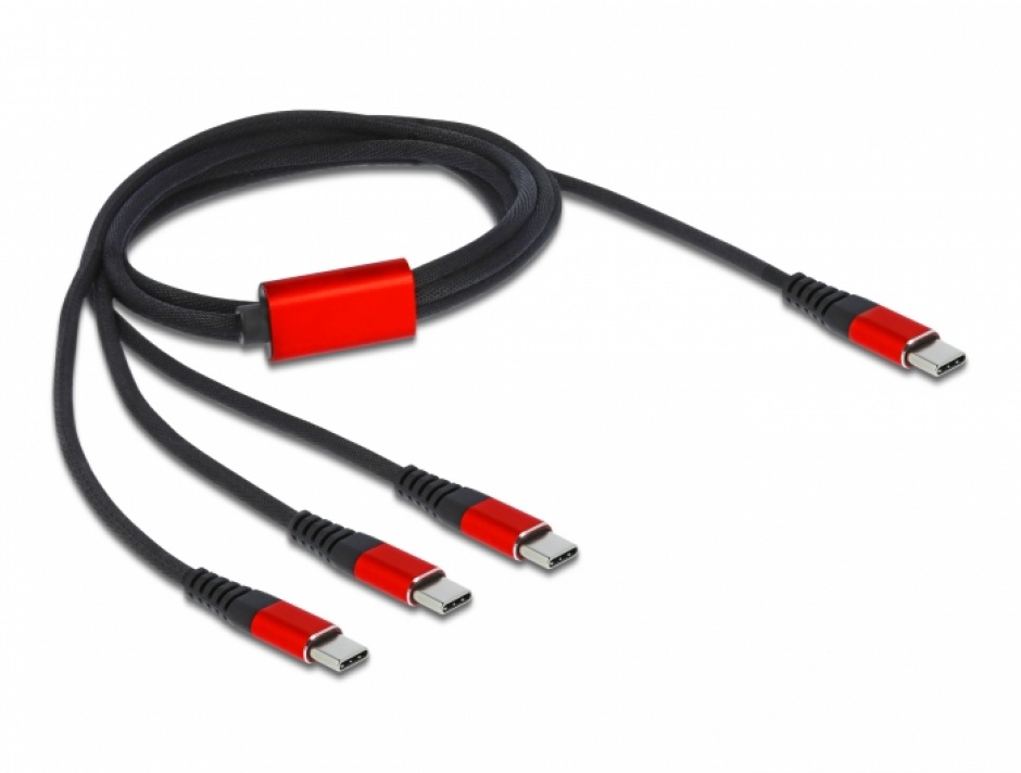 Imagine Cablu de incarcare USB-C la 3 x USB-C T-T 1m, Delock 86713