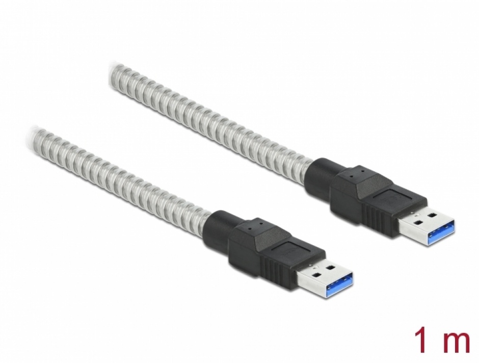 Imagine Cablu USB 3.2-A Gen 1 la USB-A T-T izolatie metalica 1m, Delock 86775
