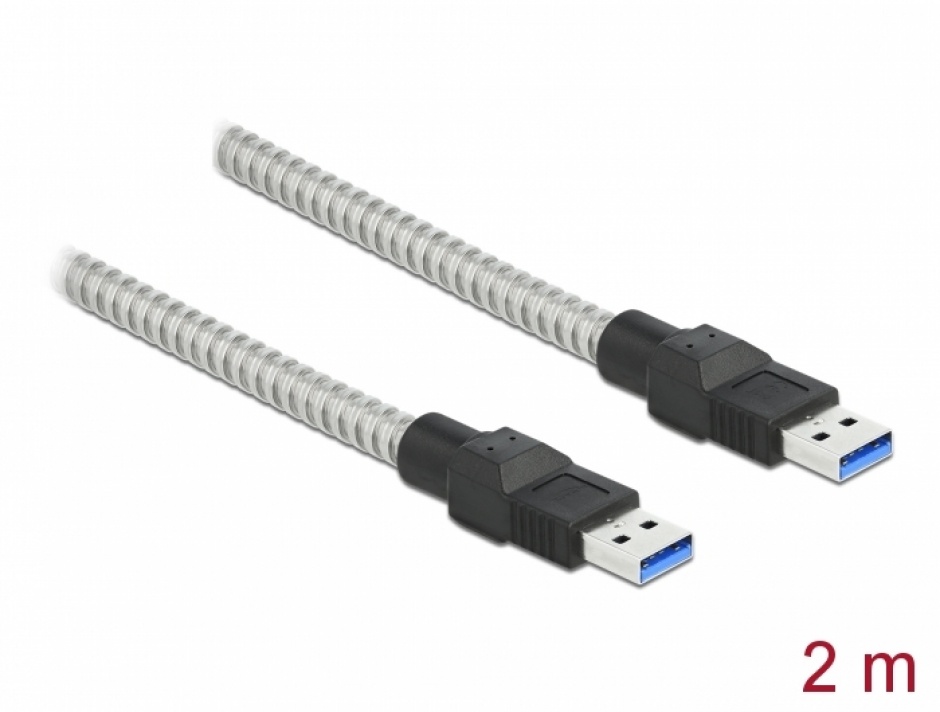 Imagine Cablu USB 3.2-A Gen 1 la USB-A T-T izolatie metalica 2m, Delock 86776