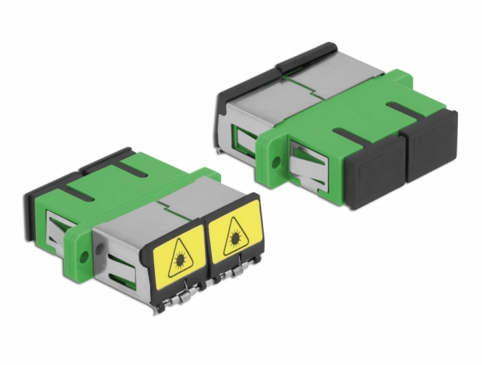 Imagine Cupla fibra optica cu protectie laser SC Duplex Single-mode M-M Verde, Delock 86892