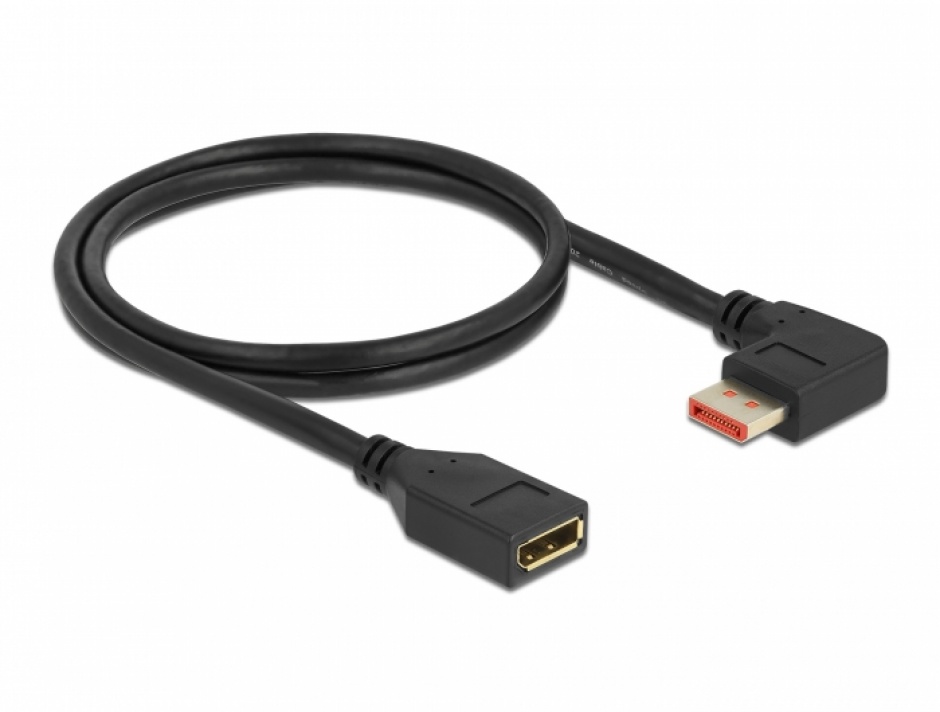 Imagine Cablu prelungitor Displayport 8K60Hz/4K240Hz HDR unghi dreapta/drept T-M 1m, Delock 87077