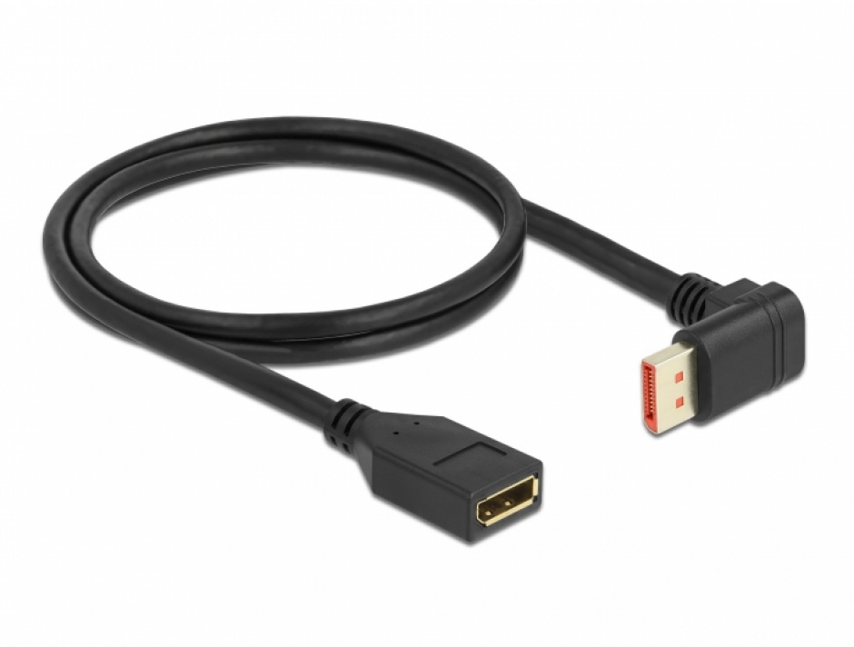 Imagine Cablu prelungitor Displayport 8K60Hz/4K240Hz HDR unghi jos/drept T-M 1m, Delock 87087
