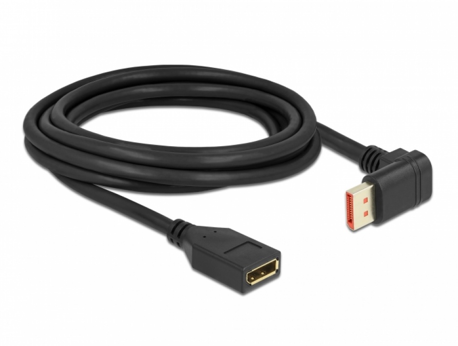 Imagine Cablu prelungitor Displayport 8K60Hz/4K240Hz HDR unghi jos/drept T-M 3m, Delock 87093