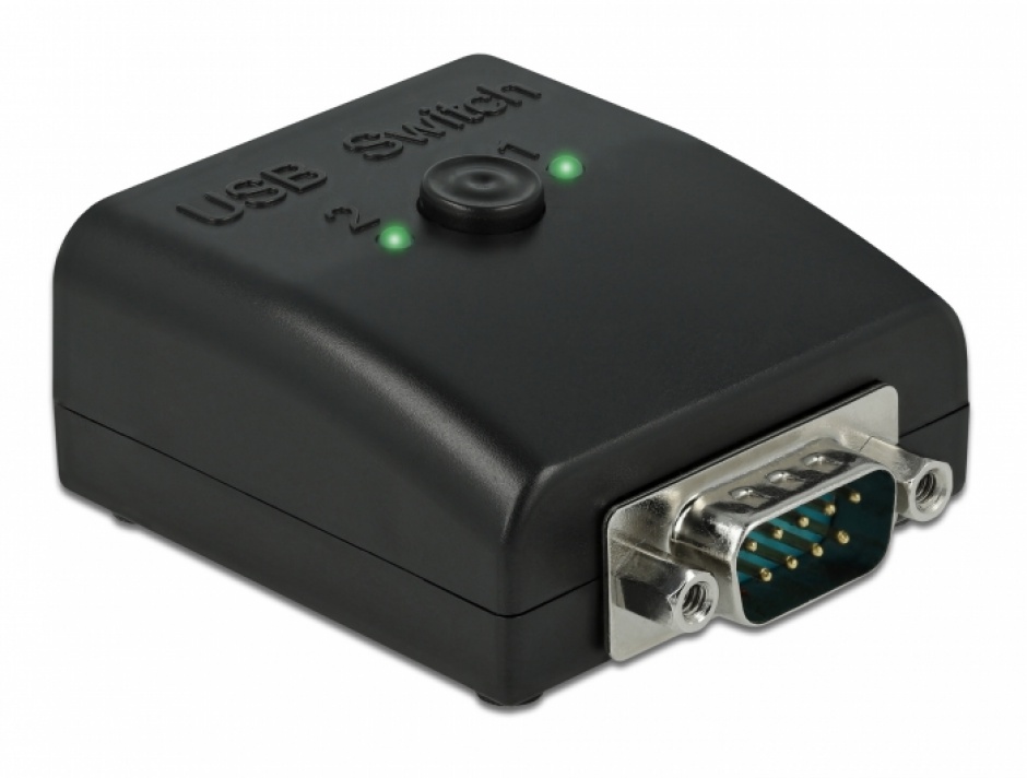 Imagine Multiplicator & switch bidirectional 1 x Serial DB9 la 2 x USB 2.0-B, Delock 87756
