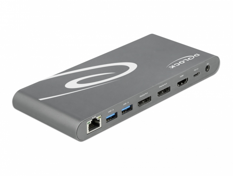 Imagine Docking Station 4K USB Type-C la HDMI / DisplayPort 1.4/ USB / LAN / SD / PD 3.0, Delock 87772