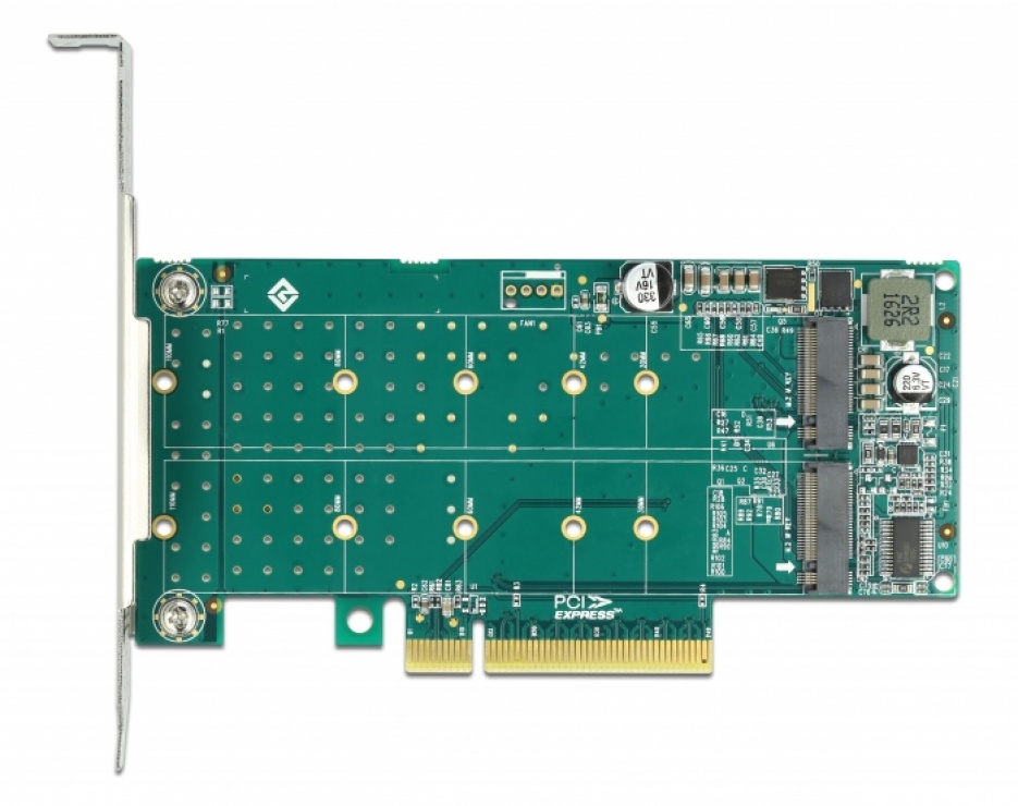 Imagine PCI Express cu 2 porturi NVMe M.2 Key M - Bifurcation LPFF, Delock 89045